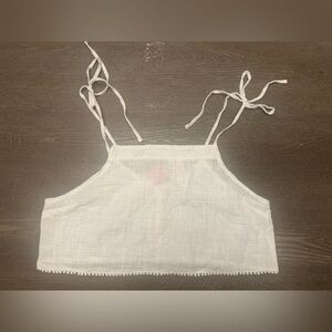 NWT XHILARATION WHITE TIE STRAP CROPPED SWIM CROP COVER TOP - Size Small SKU:239